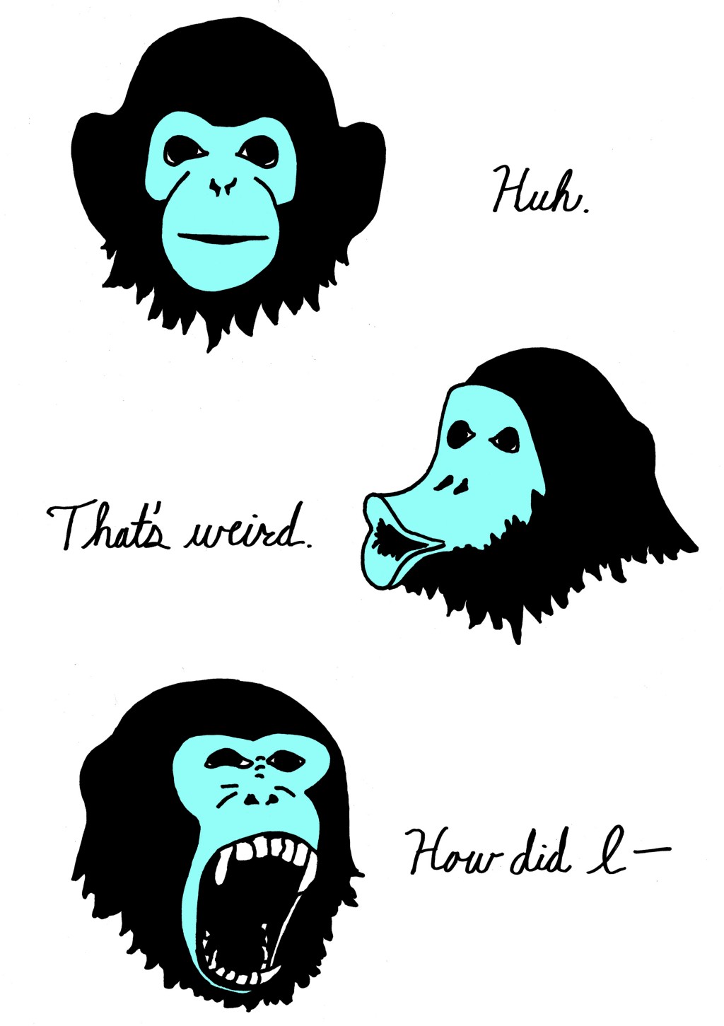 (Human becomes a monkey)
Huh.
That's weird.
How did I--