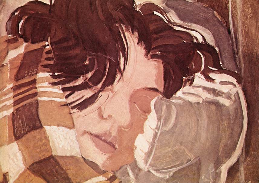 Watercolor of a sleeping woman