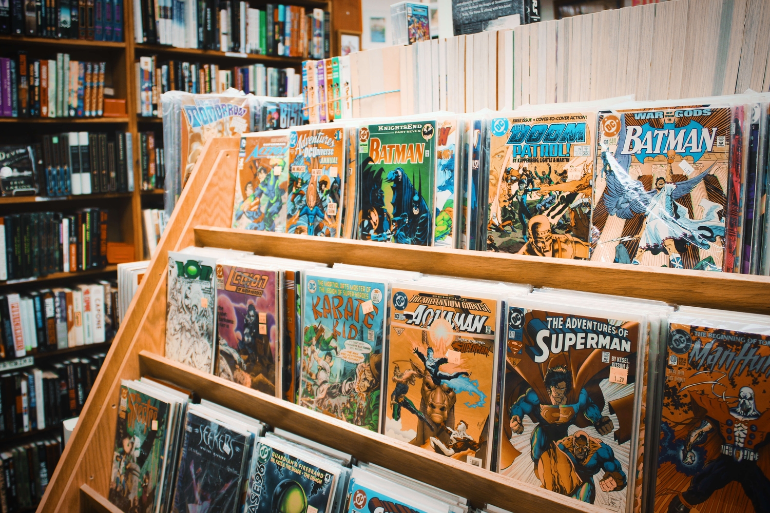 Comic books on shelf