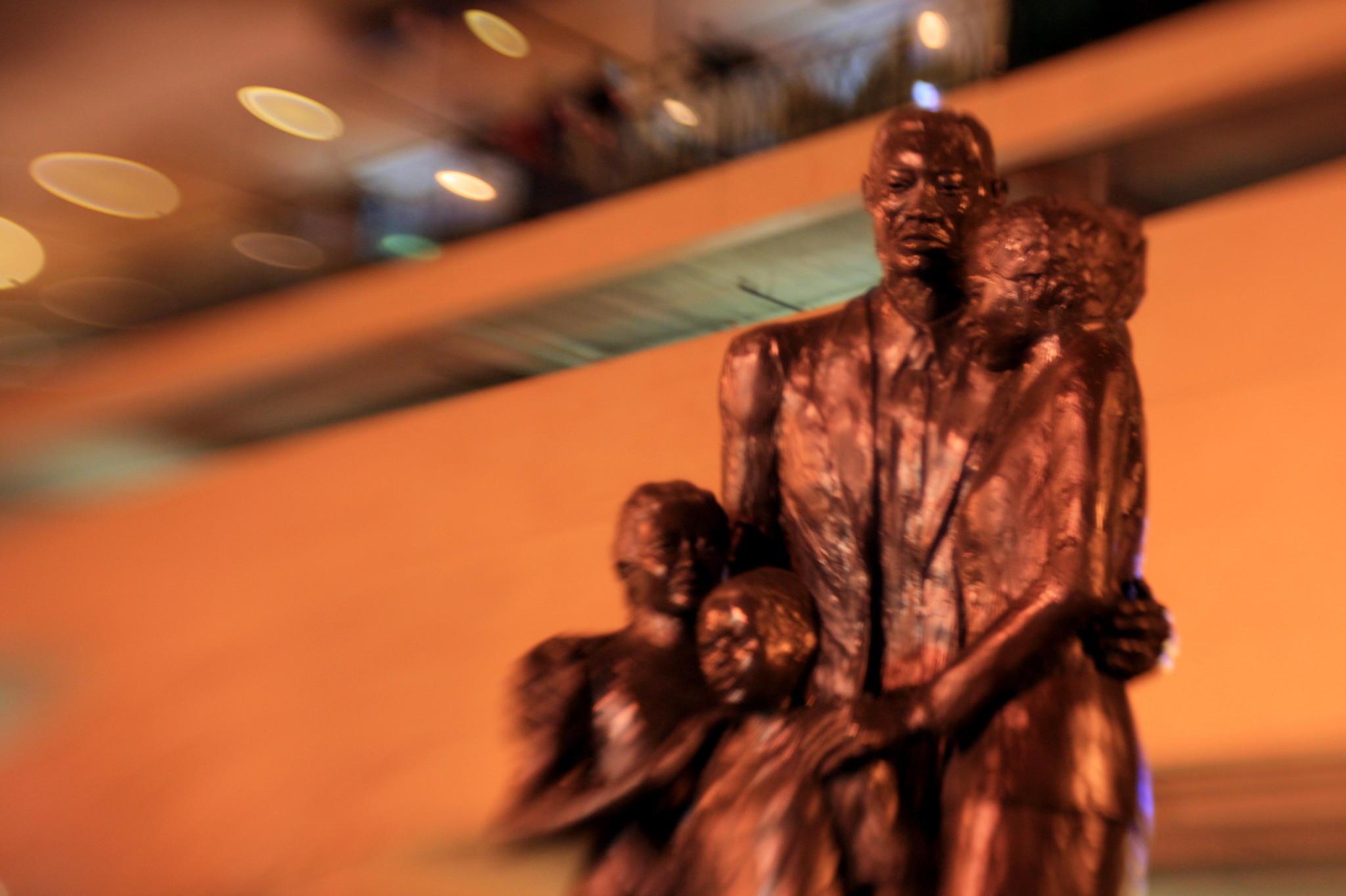 Statue of Black family standing together