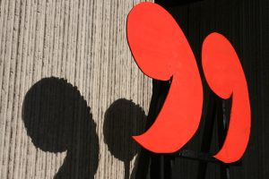 Large sculptural quotation marks