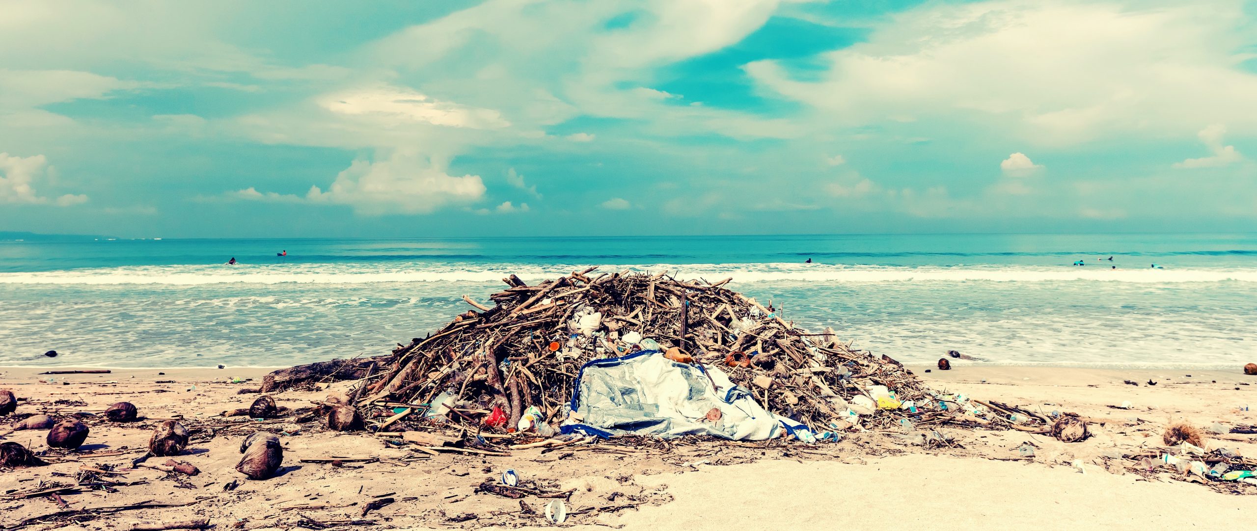 pile of trash on beach