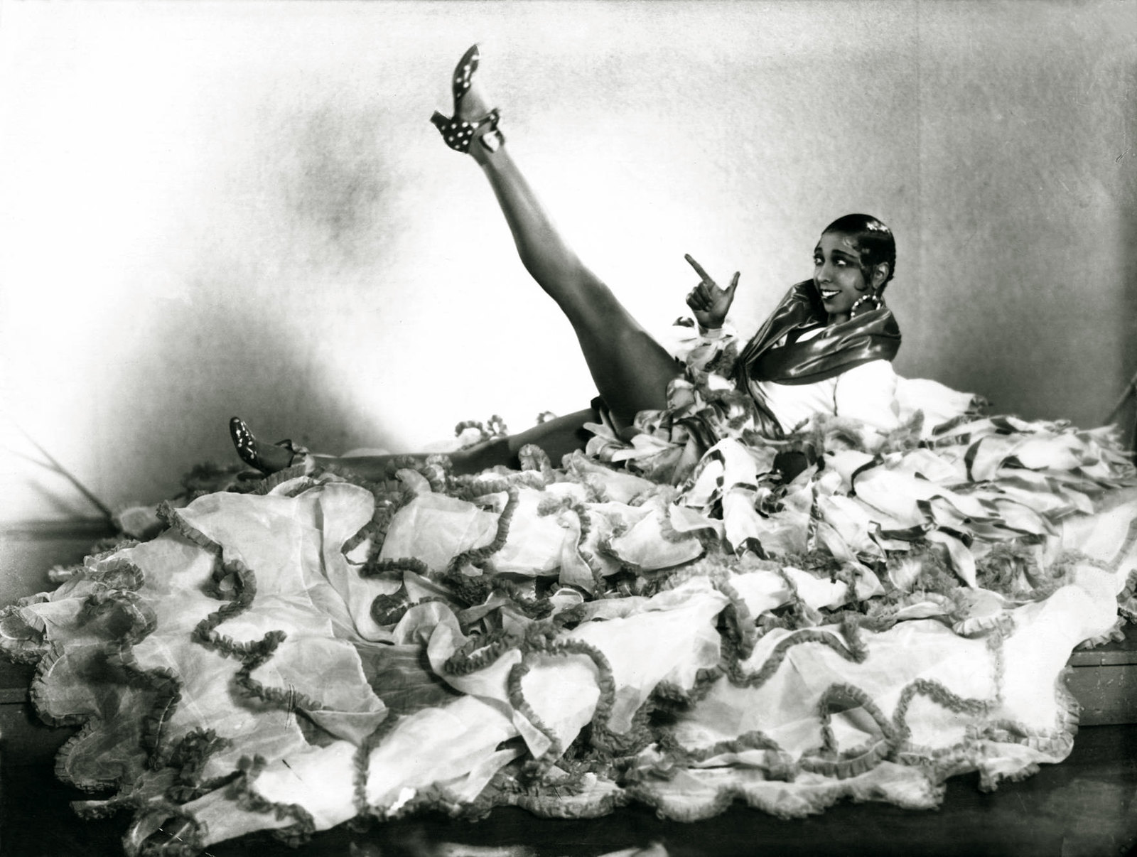 Josephine Baker wearing a huge can can skirt