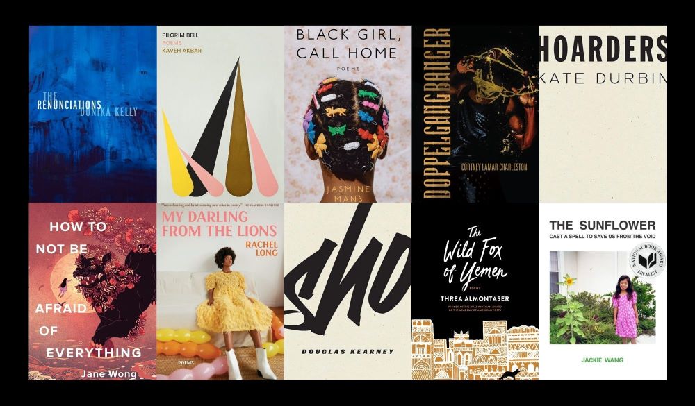 Collage of ten poetry collection covers