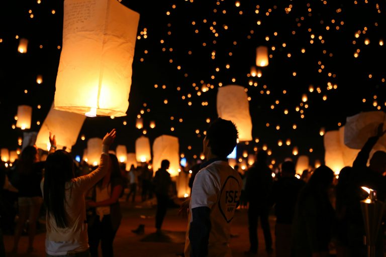Chinese lanterns floating